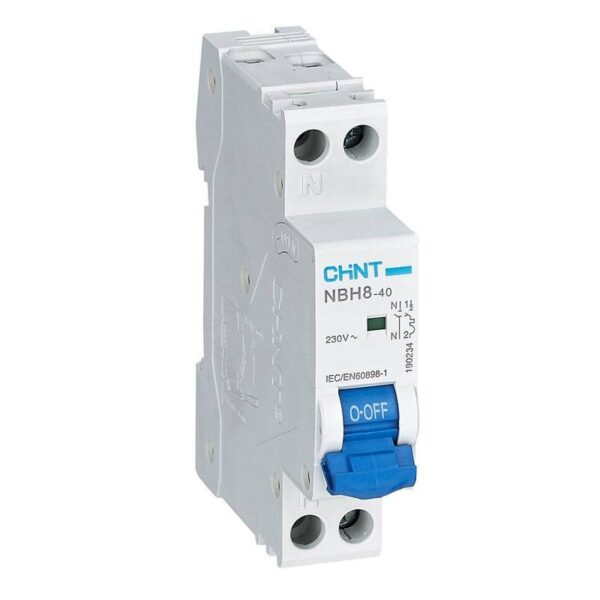 Interrupteur magnétothermique Chint G NBH8-40 1P+N 25A 4.5kA C 1 Module 190238